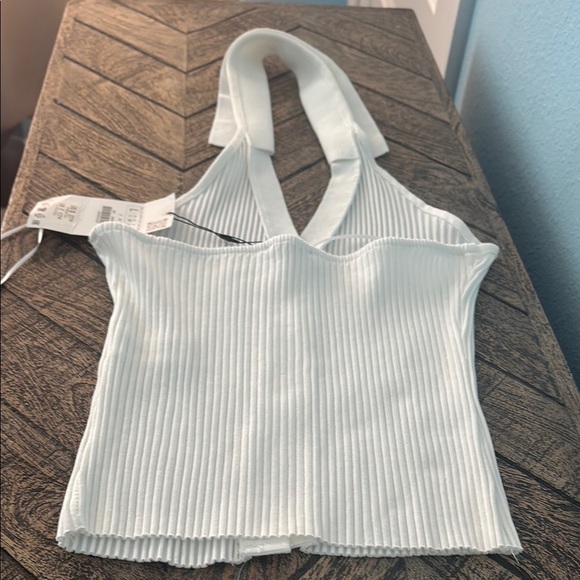 Zara White Halter Button-Front Blouse - Picture 6 of 9